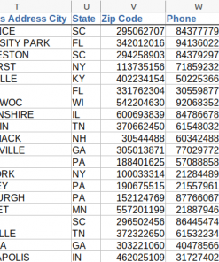 Screenshot of doctor sample data, columns tw