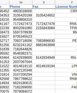 Screenshot of nurse sample data, columns vy