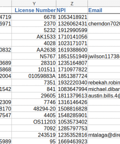 Screenshot of partial doctor data, columns x-aa