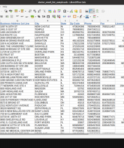 Screenshot of US doctor email database spreadsheet (2 of 2)