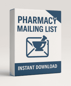 Digital product box for downloadable Pharmacy Mailing List with verified pharmacist emails